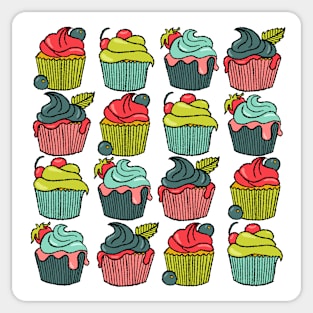 Cupcakes pattern white Sticker